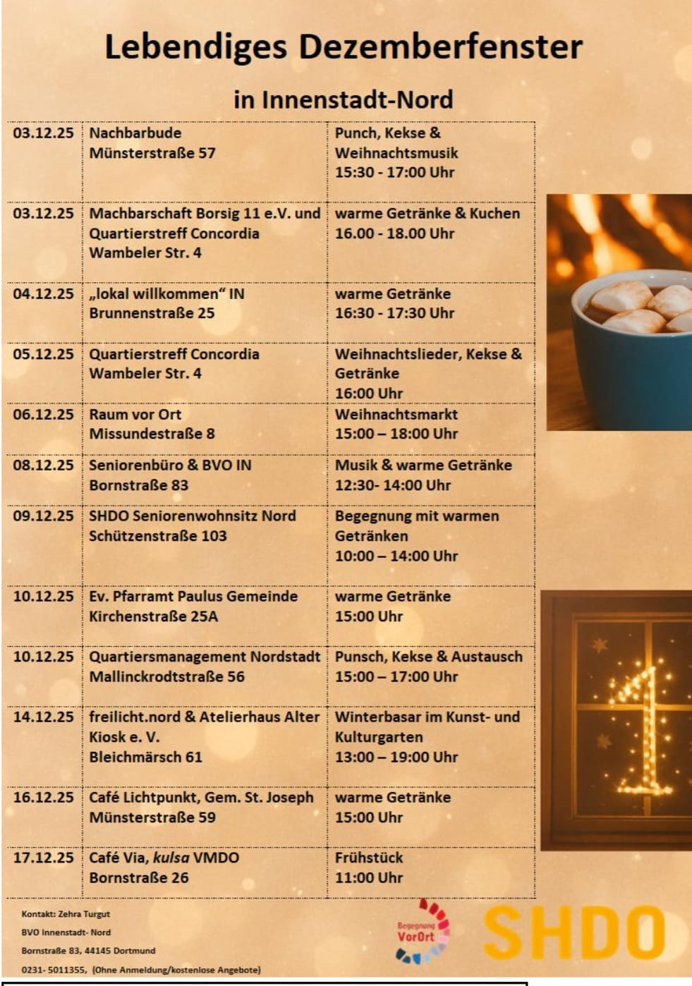 Programm der Veranstaltungsreihe "Lebendiges Dezemberfenster 2025" im Dortmunder Norden