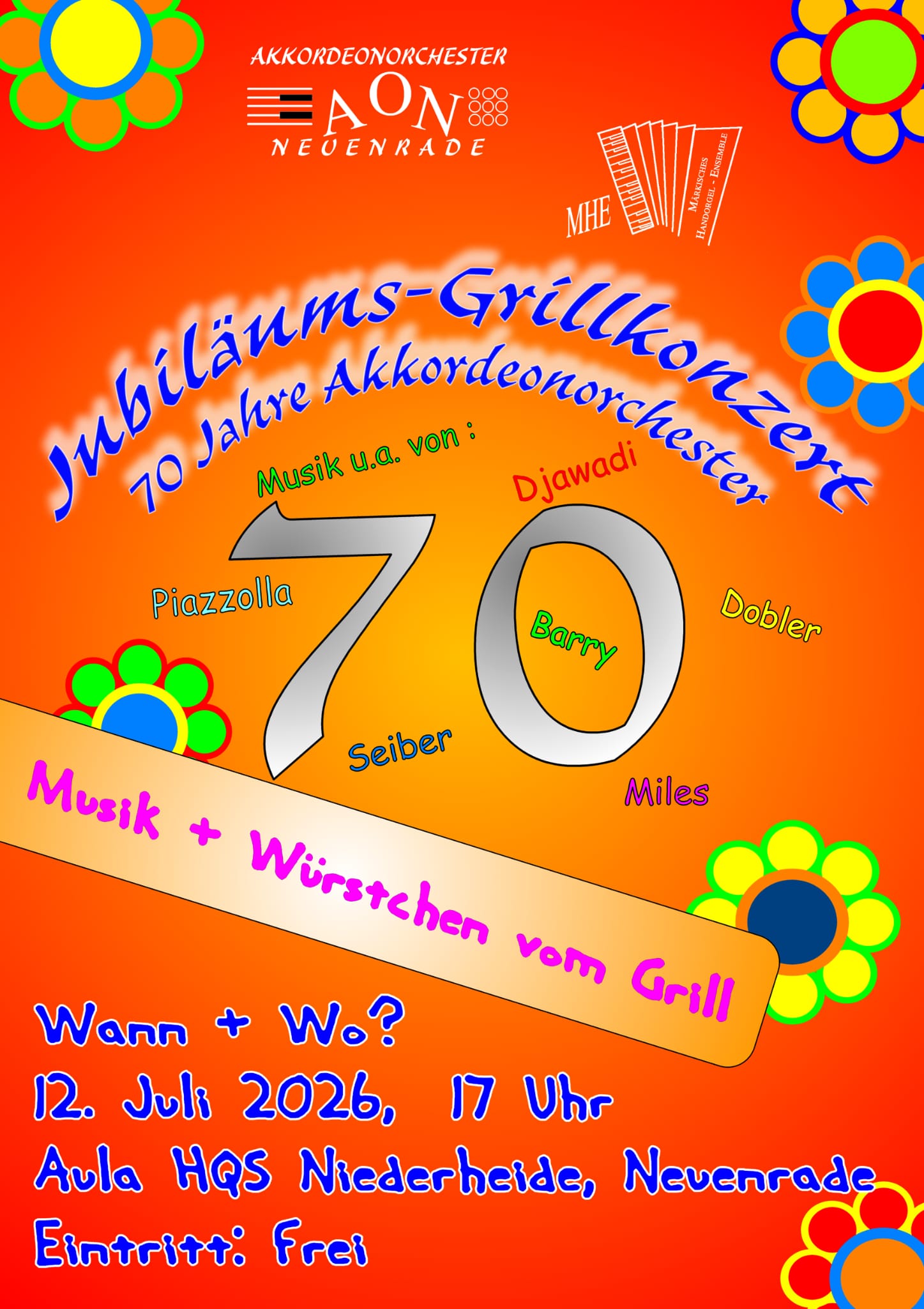 Plakat zum Konzert 70 Jahre Akkordeonorchester Neuenrade